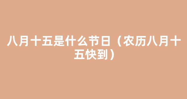 农历八月十五是什么节日 有哪些习俗？