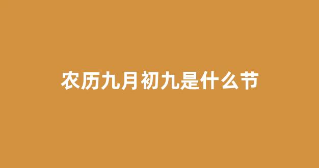 农历九月初九是什么节