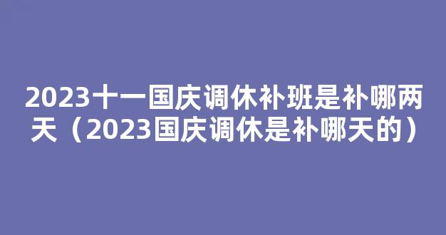 2023十一调休补哪两天 *2023国庆调休是补哪天的