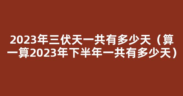 2023年三伏天一共有多少天