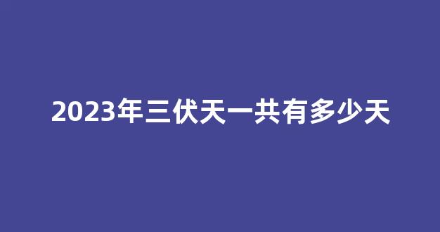 2023年三伏天一共有多少天